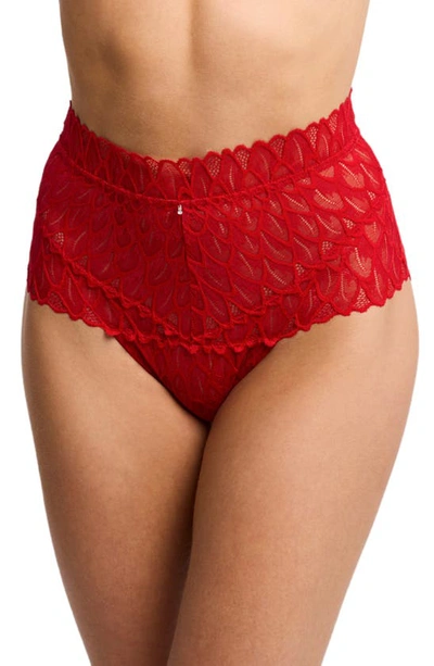Shop Montelle Intimates Lacey High Waist Lace Briefs In Sweet Red