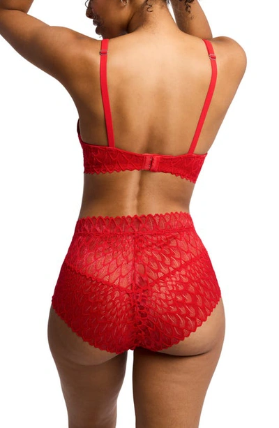 Shop Montelle Intimates Lacey High Waist Lace Briefs In Sweet Red