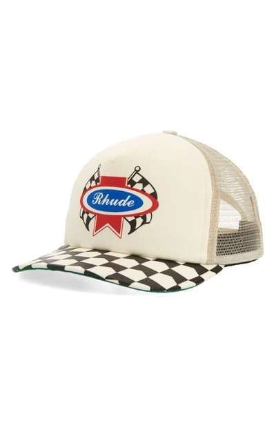 Shop Rhude Chevron Rally Trucker Hat In Off-white