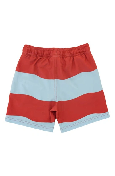 Shop Feather 4 Arrow Kids' Wave Stripe Volley Swim Trunks In Chili Pepper