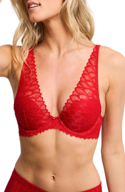Shop Montelle Intimates Lacey Mystique Lace Underwire Bra In Sweet Red