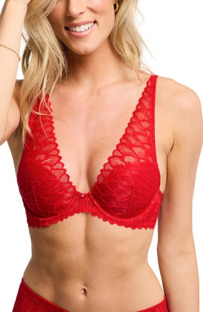 Shop Montelle Intimates Lacey Mystique Lace Underwire Bra In Sweet Red