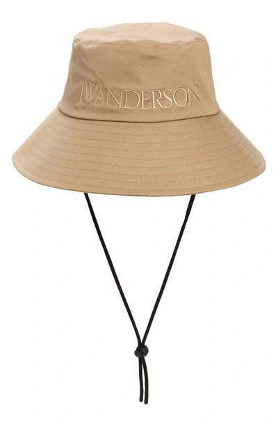 Shop Jw Anderson Logo Cotton Twill Bucket Hat In Beige