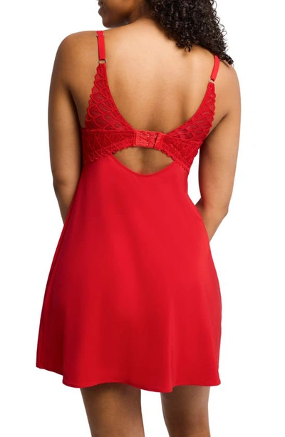 Montelle Intimates Lacey Underwire Babydoll Chemise In Sweet Red