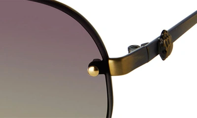 Shop Kurt Geiger Shoreditch 60mm Rimless Aviator Sunglasses In Gold Havana/ Violet Green