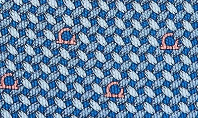 Shop Ferragamo Maglia Gancini Print Silk Tie In Bluette/ Azzurro