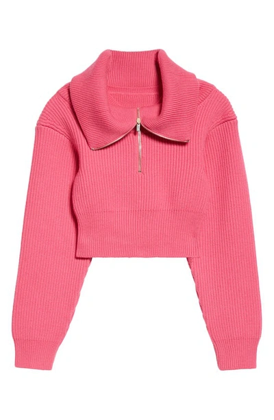 Shop Jacquemus Risoul Merino Wool Layered Crop Sweater In Pink