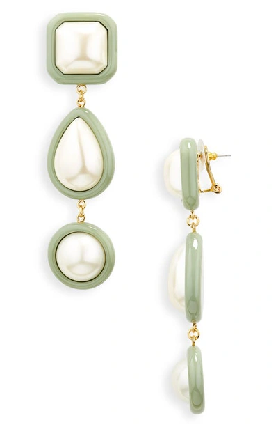 Shop Lele Sadoughi Imitation Pearl Linear Drop Earrings In Pearl Fog