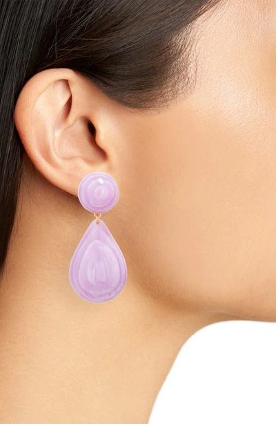 Shop Lele Sadoughi Small Dome Teardrop Earrings In Lilac
