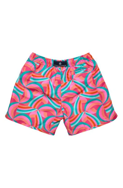 Shop Snapper Rock Kids' Geo Melon Swim Trunks In Red