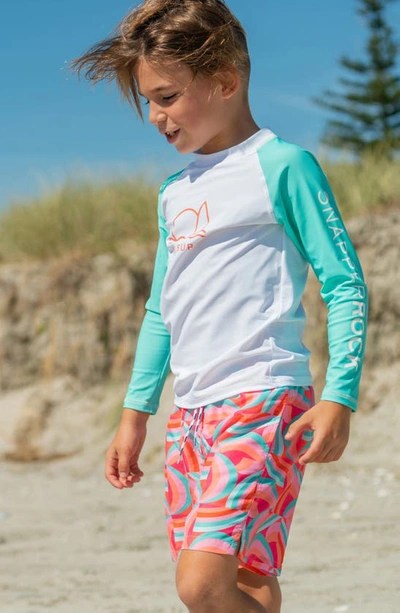 Shop Snapper Rock Kids' Geo Melon Swim Trunks In Red