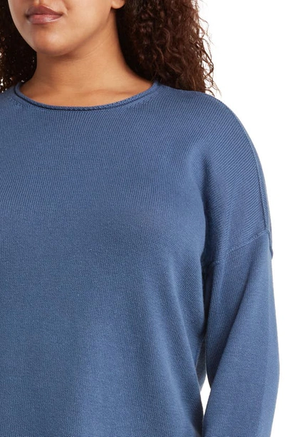 Shop Eileen Fisher Crewneck Boxy Pullover Sweater In Twilight