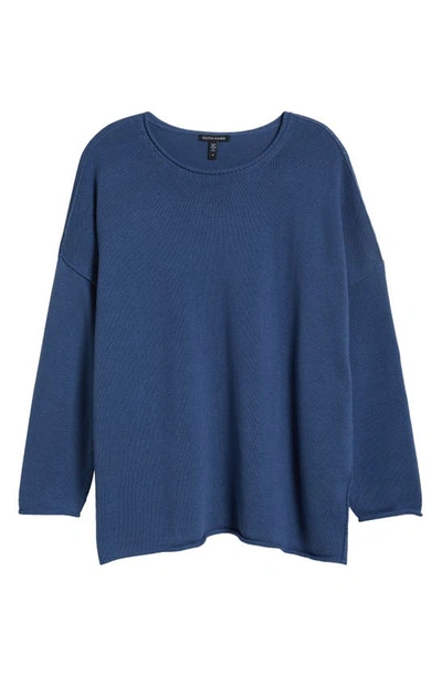 Shop Eileen Fisher Crewneck Boxy Pullover Sweater In Twilight
