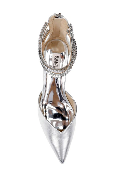 Shop Badgley Mischka Lilibeth Kitten Heel Ankle Strap Pump In Silver