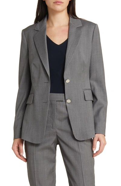 Shop Hugo Boss Jabielle Pinstripe Virgin Wool Blazer In Mini Pinstripe Suiting