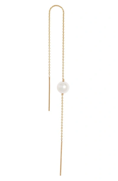 Shop Poppy Finch Cultured Pearl Threader Earrings In 14k Yellow Gold