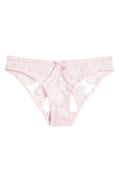 Shop Von Follies By Dita Von Teese Seduca Eyelash Lace Open Back Bikini In Cameo Pink