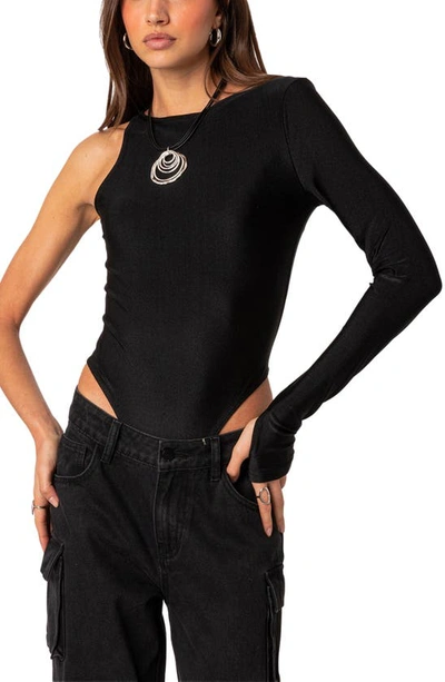 Shop Edikted Mason One-shoulder Bodysuit In Black