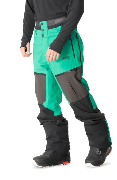 Shop Picture Organic Clothing Naikoon Waterproof Snow Pants In Spectra Green-black