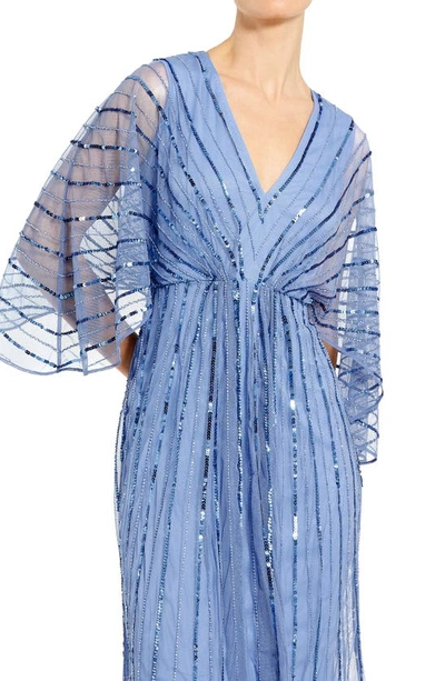 Shop Mac Duggal Beaded Stripe Midi Dress In Periwinkle