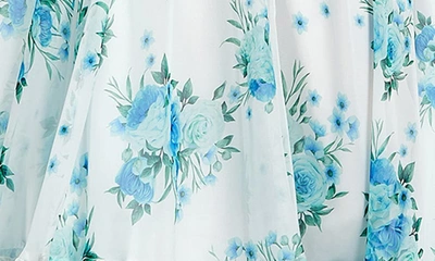 Shop Mac Duggal Floral Print Ruffle Cutout One-shoulder Midi Dress In White Multi