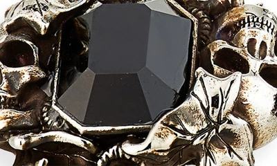 Alexander Mcqueen Ivy Skull Cufflinks In A.silver/ Jet Sw