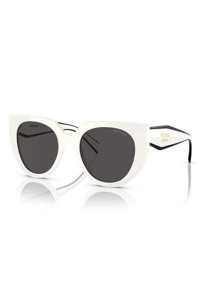 Prada Two-tone Acetate Cat-eye Sunglasses In Bone