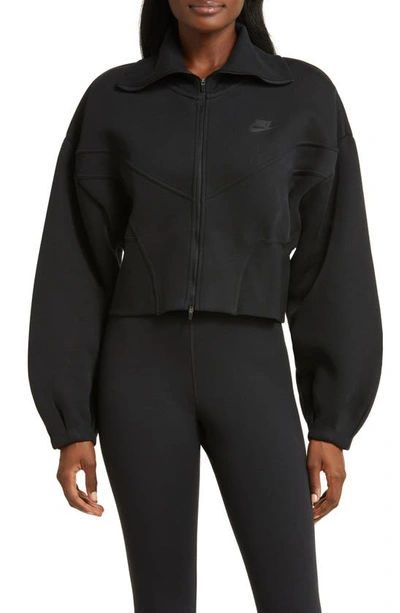 Shop Nike Sportswear Tech Fleece Loose Full Zip Track Jacket In Black/ Black