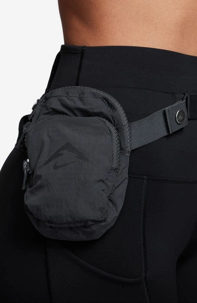 Shop Nike Go Trail High Waist Pocket Leggings With Detachable Pack In Black/ Dk Smoke Grey