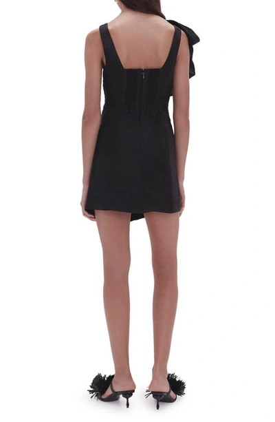 Shop Aje Rosette Linen Blend Minidress In Black