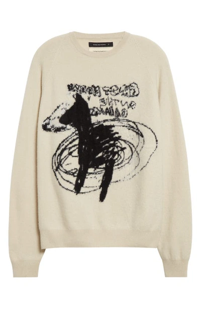 Shop Frenckenberger X Shane Macgowan Ghost Horse Cashmere Crewneck Sweater In Chalk / Ghost Horse Black