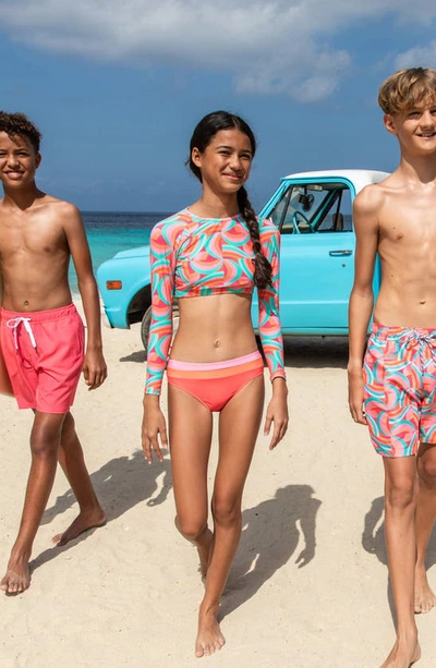 Snapper Rock Geo Melon Sustainable Swim Short In Red
