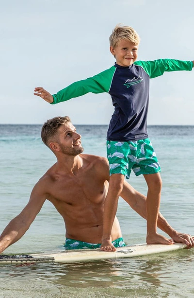 Snapper Rock Kids' Surf Wave Graphic Rashguard In Blue