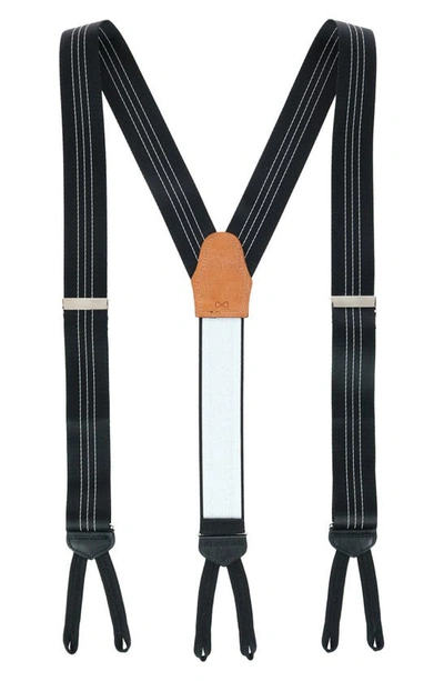 Shop Trafalgar Frederick Stripe Suspenders In Black