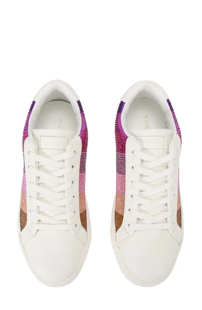 Shop Kurt Geiger Laney Crystal Rainbow Stripe Sneaker In Open Pink