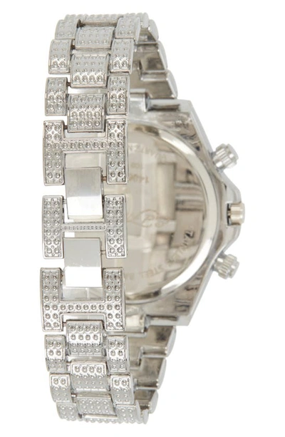 I Touch Ed Hardy Crystal Bracelet Strap Chronograph Watch, 40mm In Shiny Silver