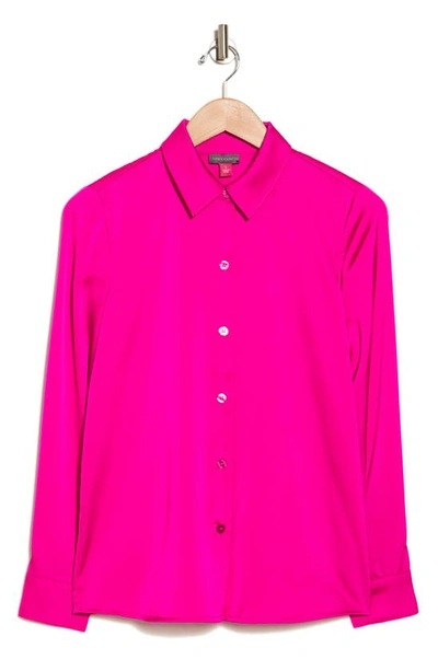 Vince Camuto Satin Long Sleeve Button-up Shirt In Hot Girl Pinik