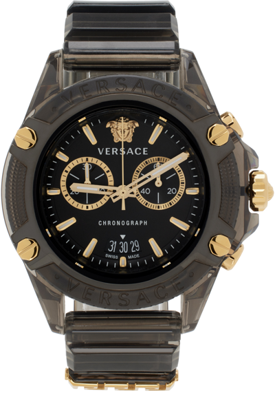 Shop Versace Black & Gold Icon Active Watch