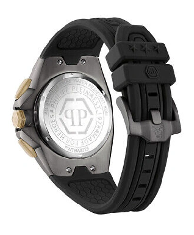 Pre-owned Philipp Plein Black Mens Chronograph Watch Octagon Pwtba0323