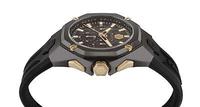 Pre-owned Philipp Plein Black Mens Chronograph Watch Octagon Pwtba0323