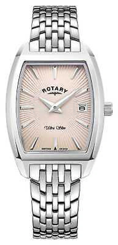 Pre-owned Rotary Ultra Slim Quartz (25mm) Pink Dial / Stainless Steel Bracelet Lb08015/90