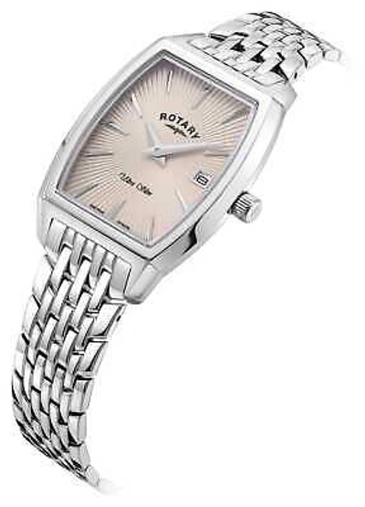 Pre-owned Rotary Ultra Slim Quartz (25mm) Pink Dial / Stainless Steel Bracelet Lb08015/90