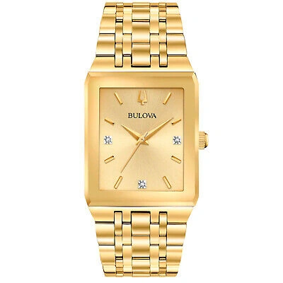Pre-owned Bulova Women's Quadra Gold Dial Watch - 97d120