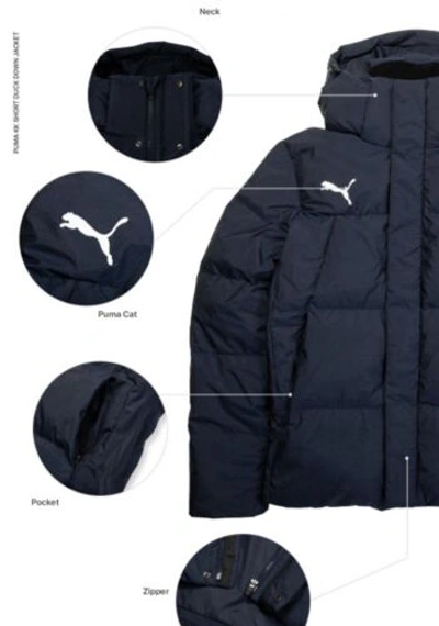 Pre-owned Puma Men Kk Duck Down Padding Jacket Navy Winter Coat Top Casual Padded 93352002 In Elektro Blue