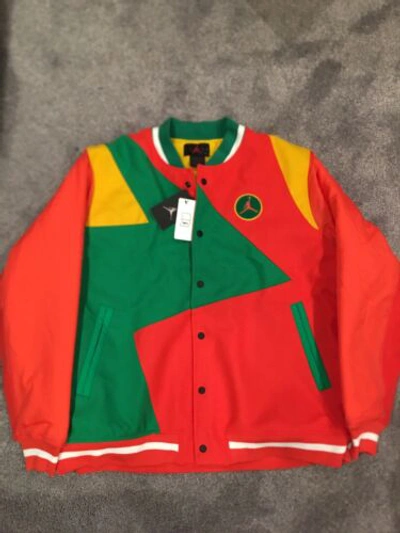 Pre-owned Jordan Nike Air  Dna Sample Varsity Jacket Red/green Mens Size 2xl Ck9350-631