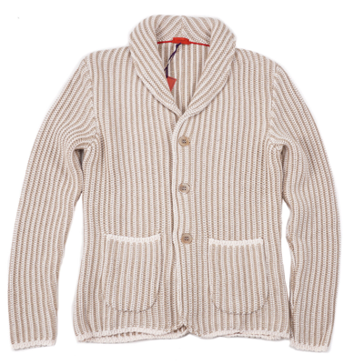 Pre-owned Isaia Slim Fit Cotton And Cashmere Knit Cardigan Blazer S Jacket In Beige