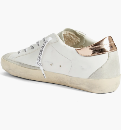Pre-owned Golden Goose Women's Super Star Low Top Sneaker, White/pink 5594 - Retail $595 In White/ice/pink