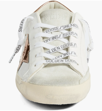 Pre-owned Golden Goose Women's Super Star Low Top Sneaker, White/pink 5594 - Retail $595 In White/ice/pink
