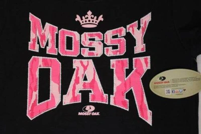 Pre-owned Mossy Oak Womens T-shirt Size Medium  Black Pink Camo Graphic Top Hunting