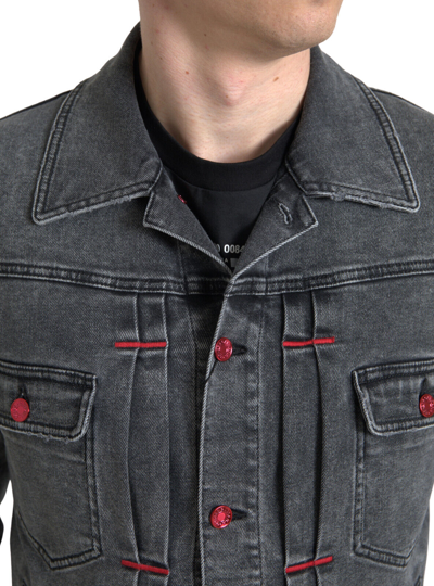 Pre-owned Dolce & Gabbana Jacket Gray Washed Cotton Stretch Denim Men It48/ Us38/m 1300usd